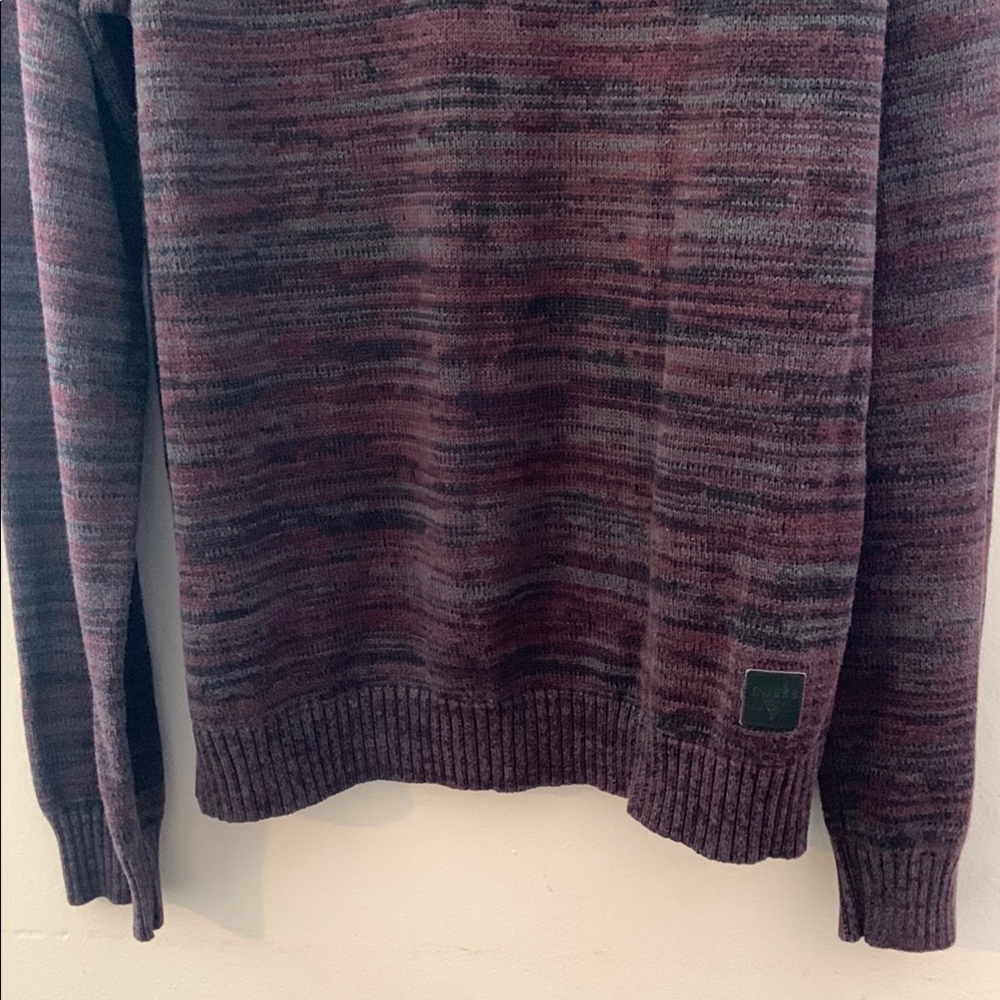 GUESS Henley Knit Sweater Men's Size XL Long Sleeve Burgundy Pullover Casual - Picture 6 of 8